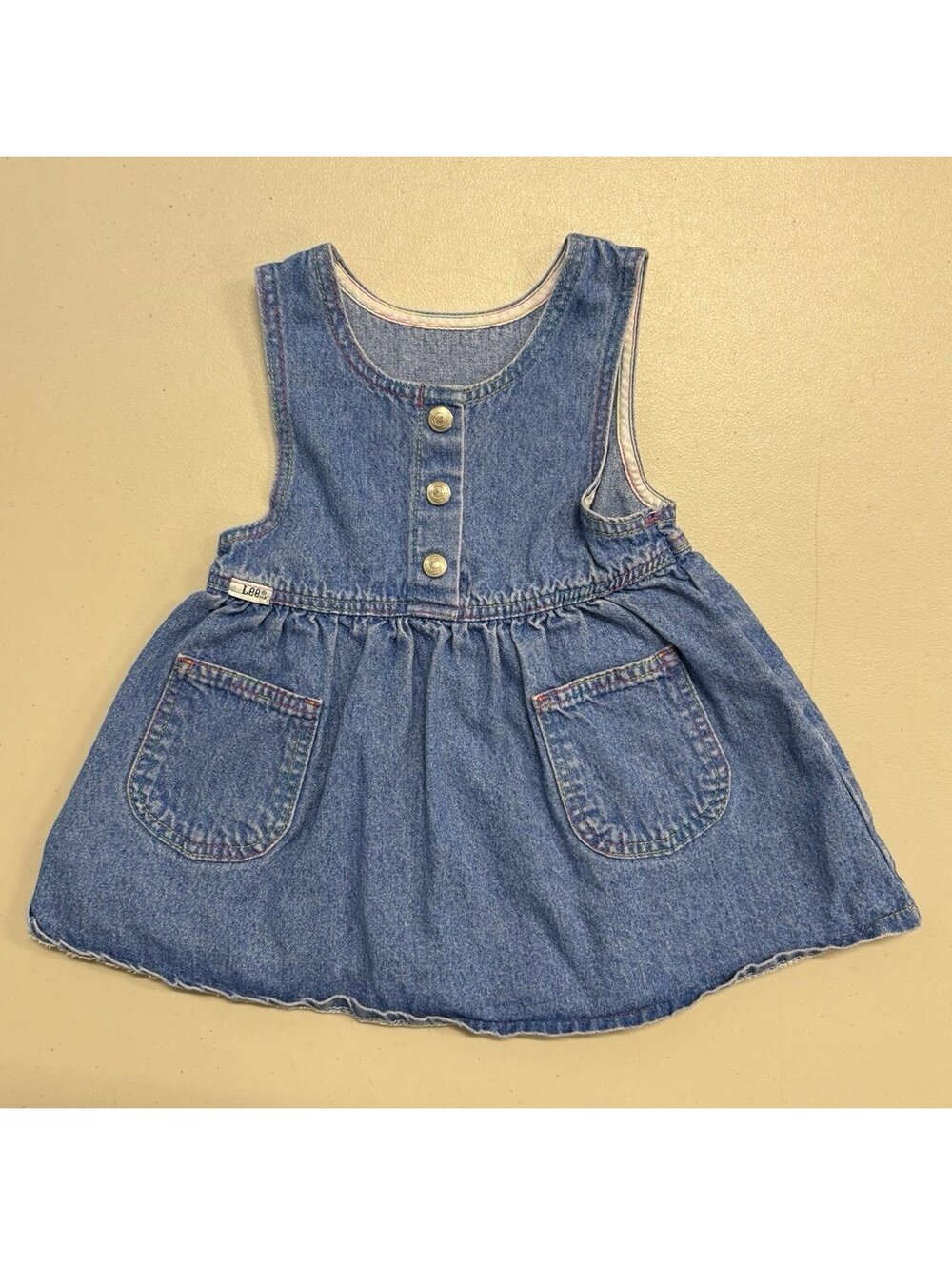 Lee Denim Button-Front Dress Toddler 4T Light Wash Vintage 90s